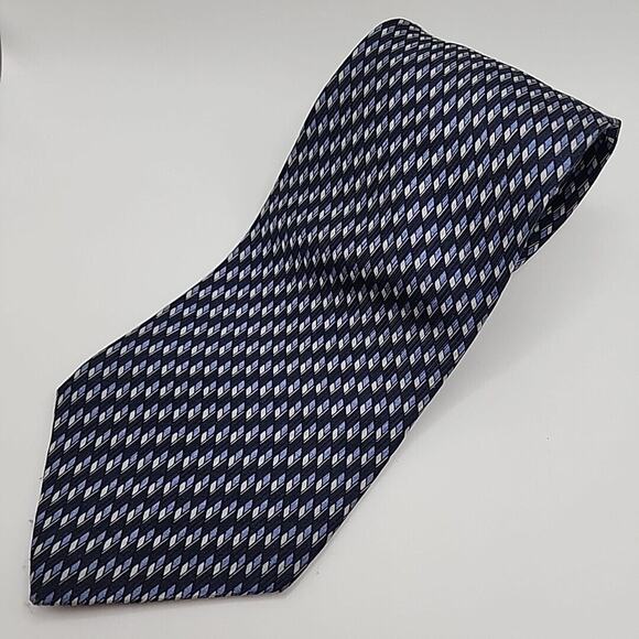 Nautica Blue & Black Geometric Silk Necktie - Like New - Picture 4 of 4